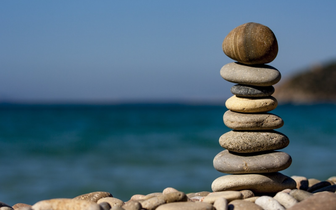 calm and serenity in a stone sculpture next to the sea