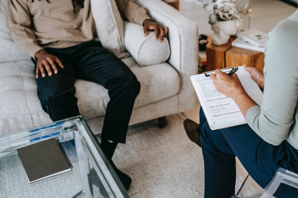 man consulting with a psychologist